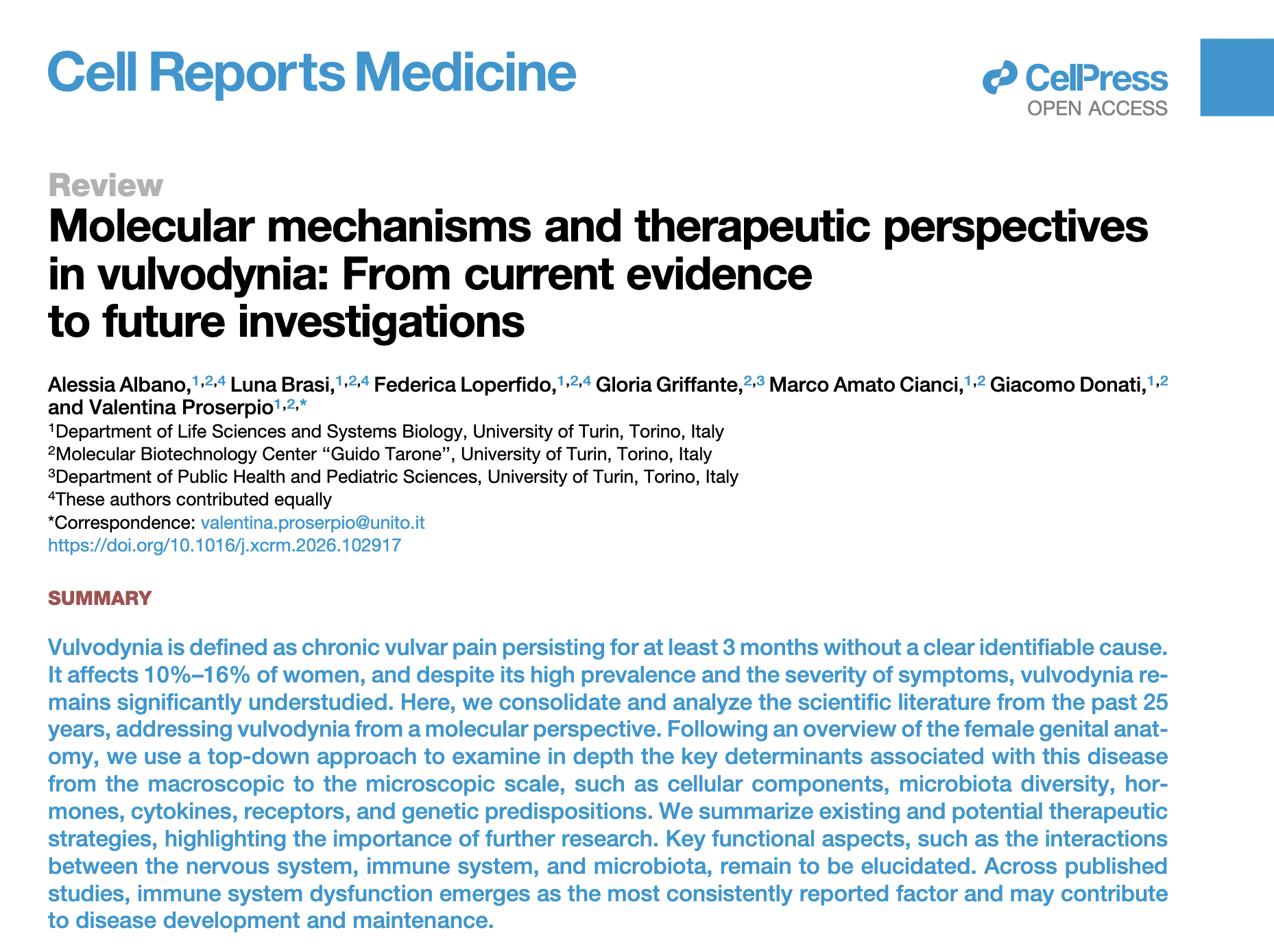 Molecular mechanisms and therapeutic perspectives in vulvodynia: From current evidence to future investigations